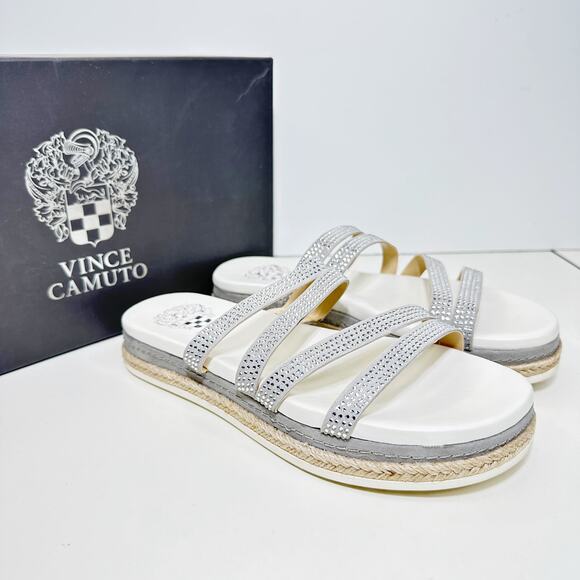 Vince Camuto Rallsan Strappy Rhinestone Sandal Cloudy Gray Women 6W - Picture 2 of 7